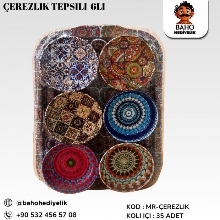 Mr-Tepsili Çerezlik 6lı Kare K35