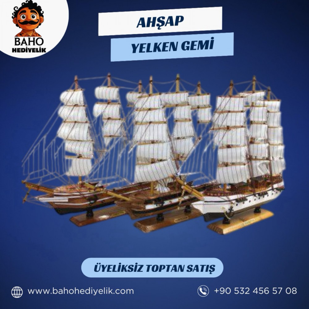 1626 Ahşap Gemi k24 Büyük Boy 32cm