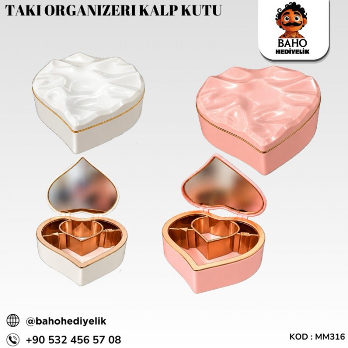 Mm316 takı organizeri kalp kutu