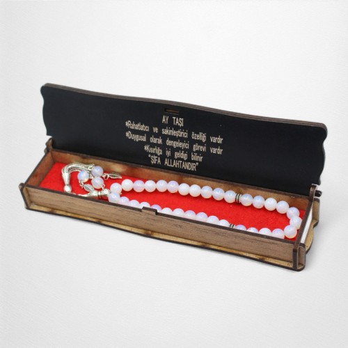 Ahşap kutulu doğaltaş tesbih pk100