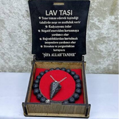 Ahşap kutulu doğaltaş kolye pk 120