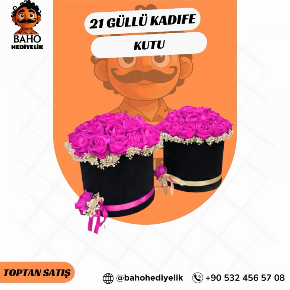 21 Güllü Kadife Kutu