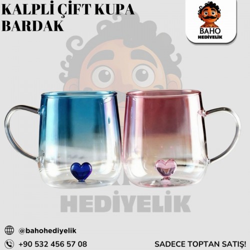 Borosilikat 2Li Aşk Kupa