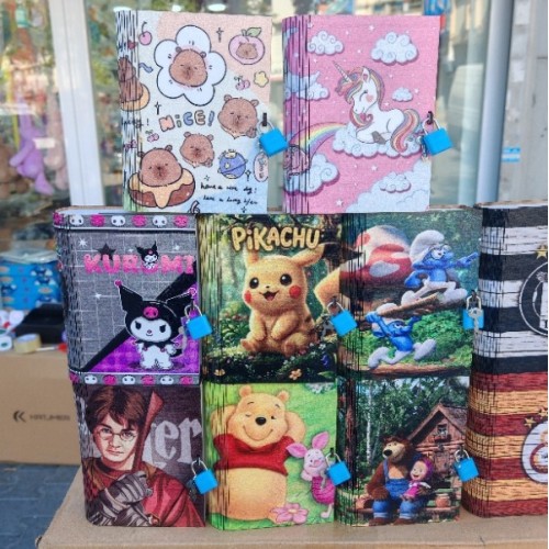 Ahşap kitap kumbara çoçuk karakter k80