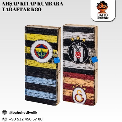 Ahşap Kitap Kumbara Taraftar K80
