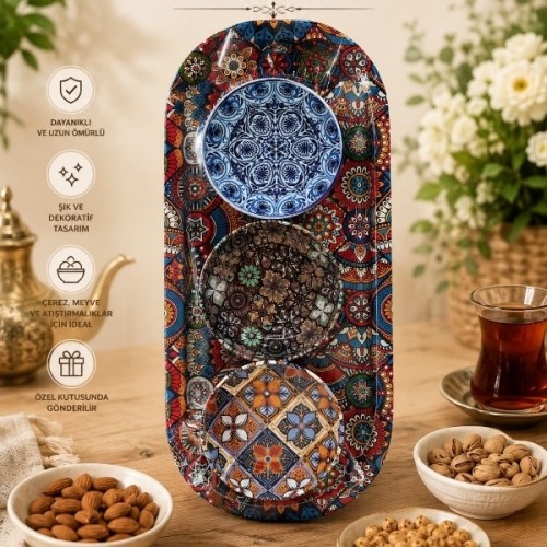 Metal çerezlik tepsili 3lü set k50