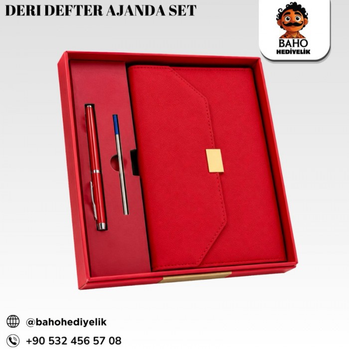 Deri defter ajanda set