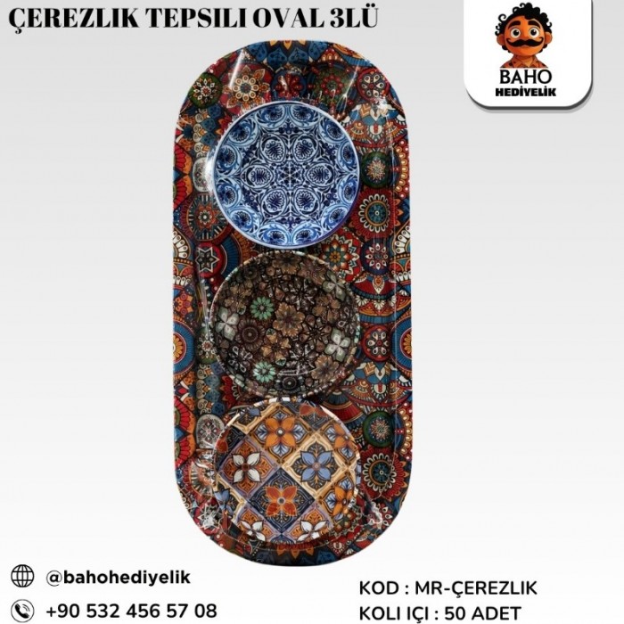 Mr-Tepsili Çerezlik Oval 3lü K50