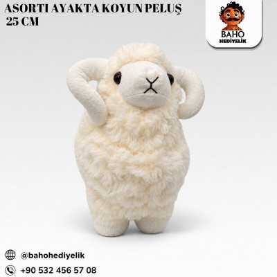 Kr-Asorti Ayakta Koyun Peluş 25 cm