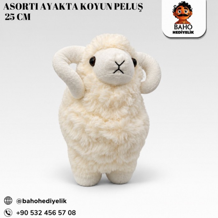 Kr-Asorti Ayakta Koyun Peluş 25 cm