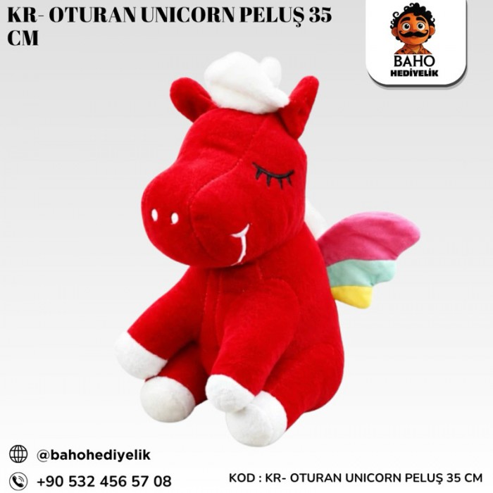 Kr-Oturan Unicorn Peluş 35 cm