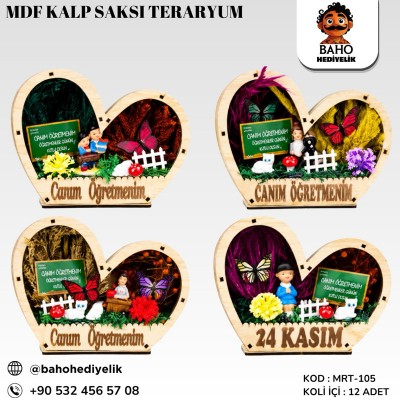 Mrt-105 Mdf Kalp Saksı Teraryum -Öğr K12