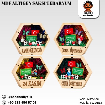 Mrt-106 Mdf Altıgen Saksı Teraryum -Öğr K12