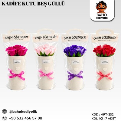 Mrt-232 Kadife Kutu Beş Güllü (9 Cm) - Öğr K7