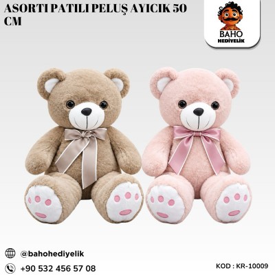 Kr-PLS10009 Asorti Patili Peluş Ayıcık 50 cm