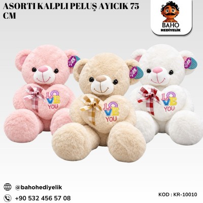 Kr-PLS10010 Asorti Kalpli Peluş Ayıcık 75 Cm