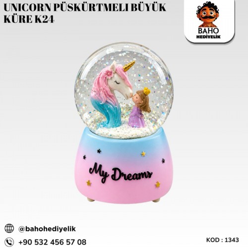 1343 Unicorn Püskürtmeli Büyük Küre K24